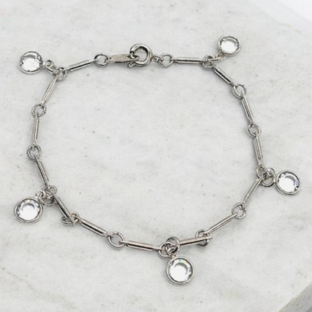 Vintage KJL Crystal Silver Station Bracelet